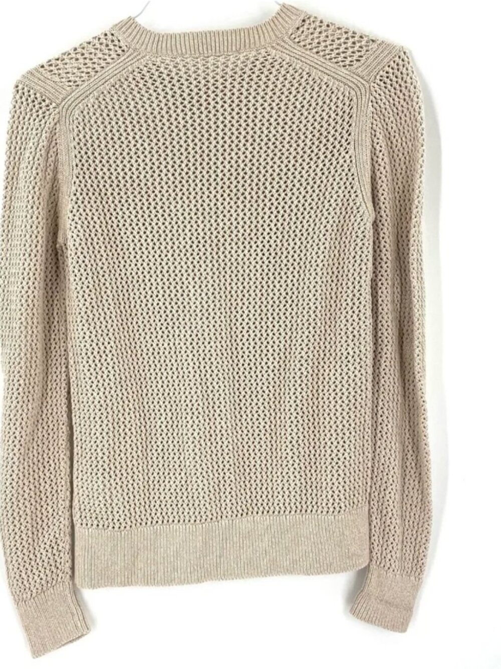 Everlane Open Knit Crochet Sweater Size M Beige Crewneck Long Sleeve Cotton Sz M - Picture 9 of 11